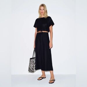 NEW Reformation Jordan Cotton Two Pieces Skirt Set - Black Size 4